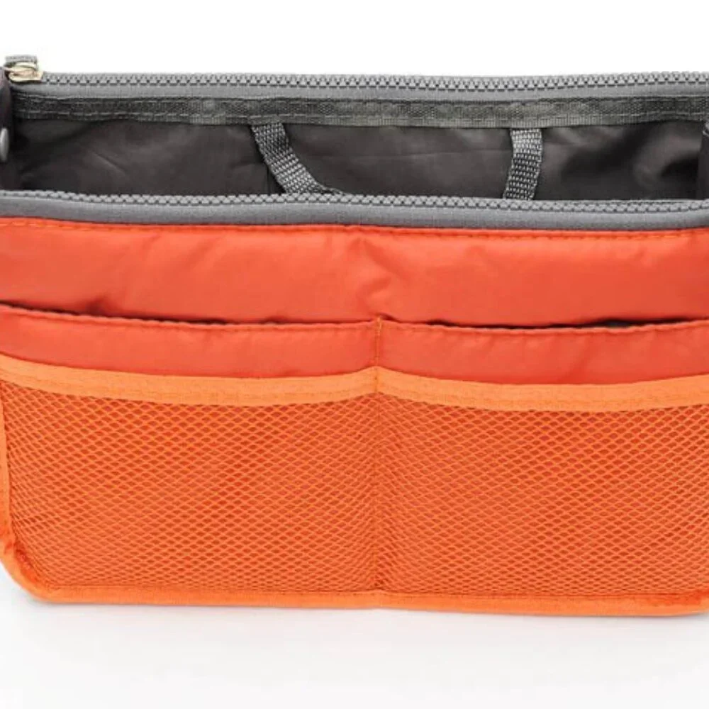 Bag Organizer/ Purse Insert /Cosmetic Tote/ Make-Up- Orange- NWT